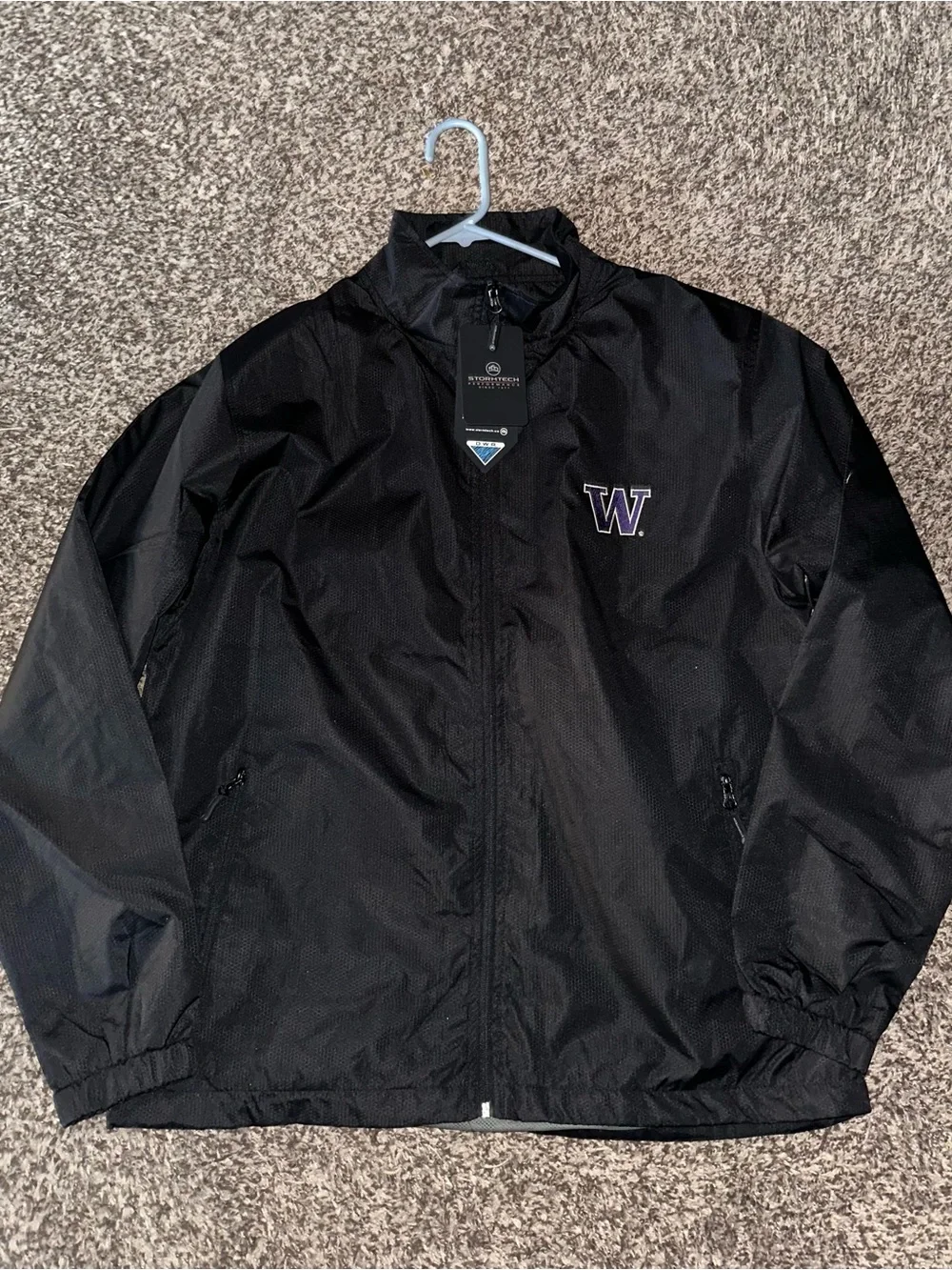 UNIVERSITY of WASHINGTON Water Resistant Windbreaker Jacket -Black with Purple W